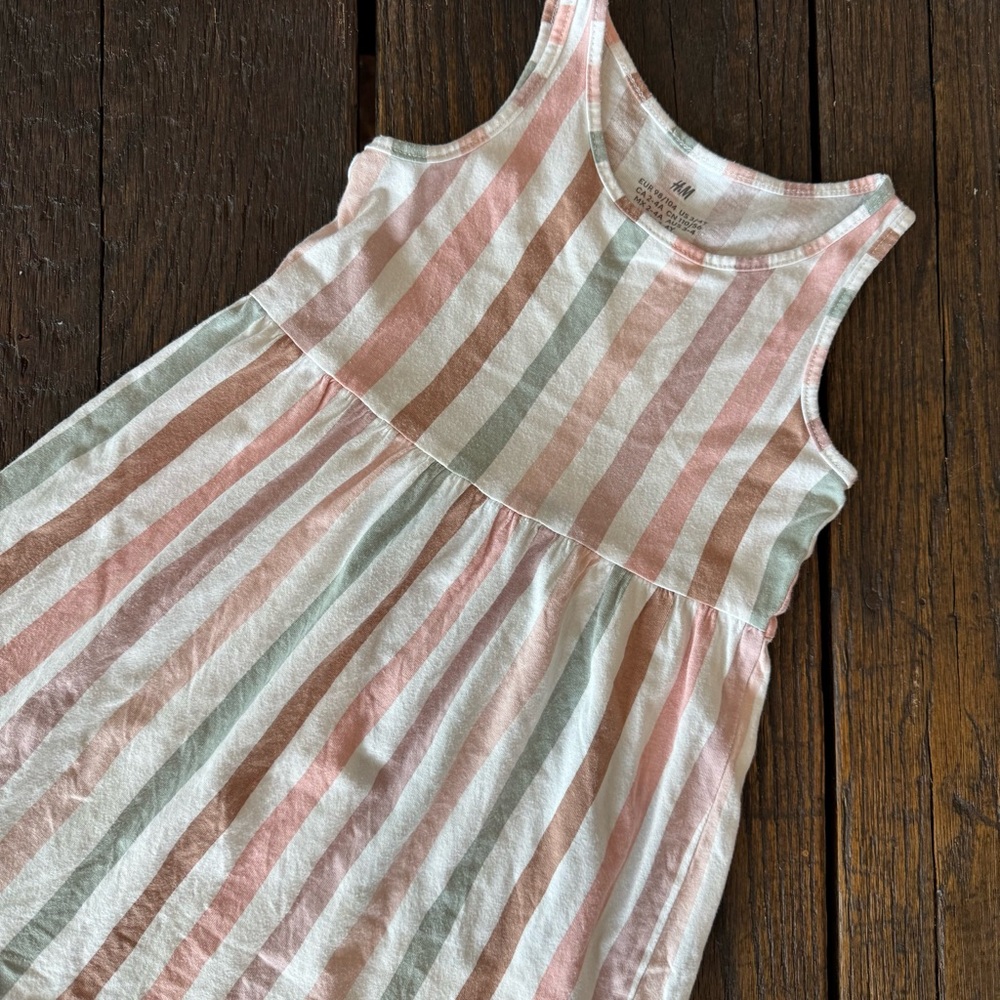 H&M Striped Pastel Spring Summer Sleeveless Dress Girls Size 3/4T - Picture 3 of 5